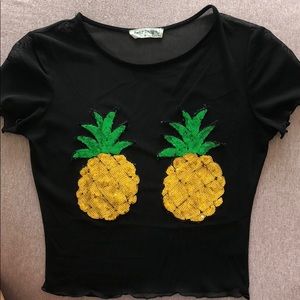 Black mesh Pineapple Top